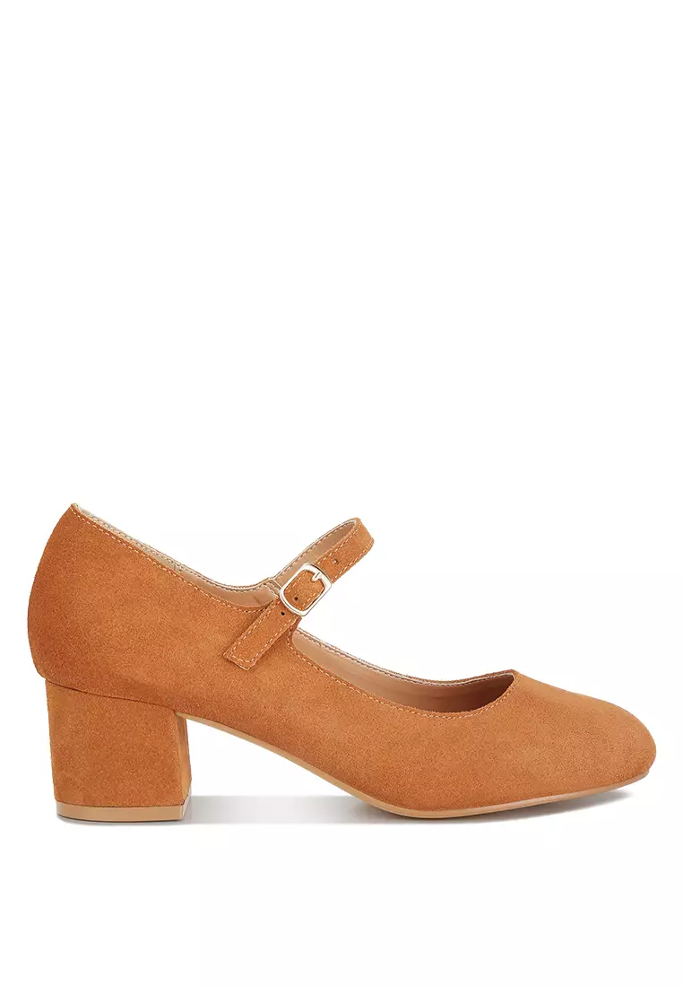 Discount on Rag & Co.  shoes - SKU: Tan Suede Block Heel Mary Janes