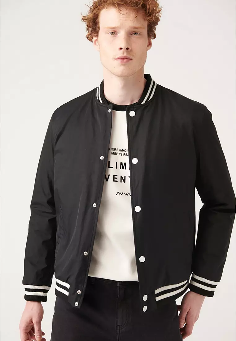 Striped Detail Bomber Jacket