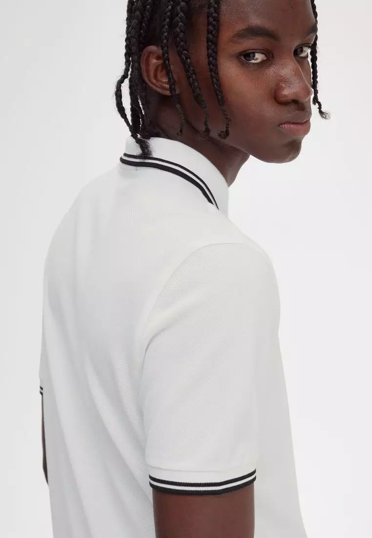 Fred Perry M3600 Twin Tipped Fred Perry Shirt (White / Black / Black)
