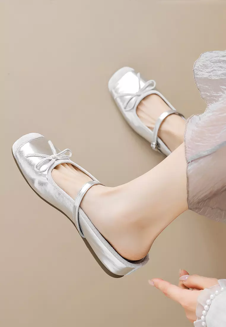 4CM Square Toe Bow Low Heel Mules WW863-1