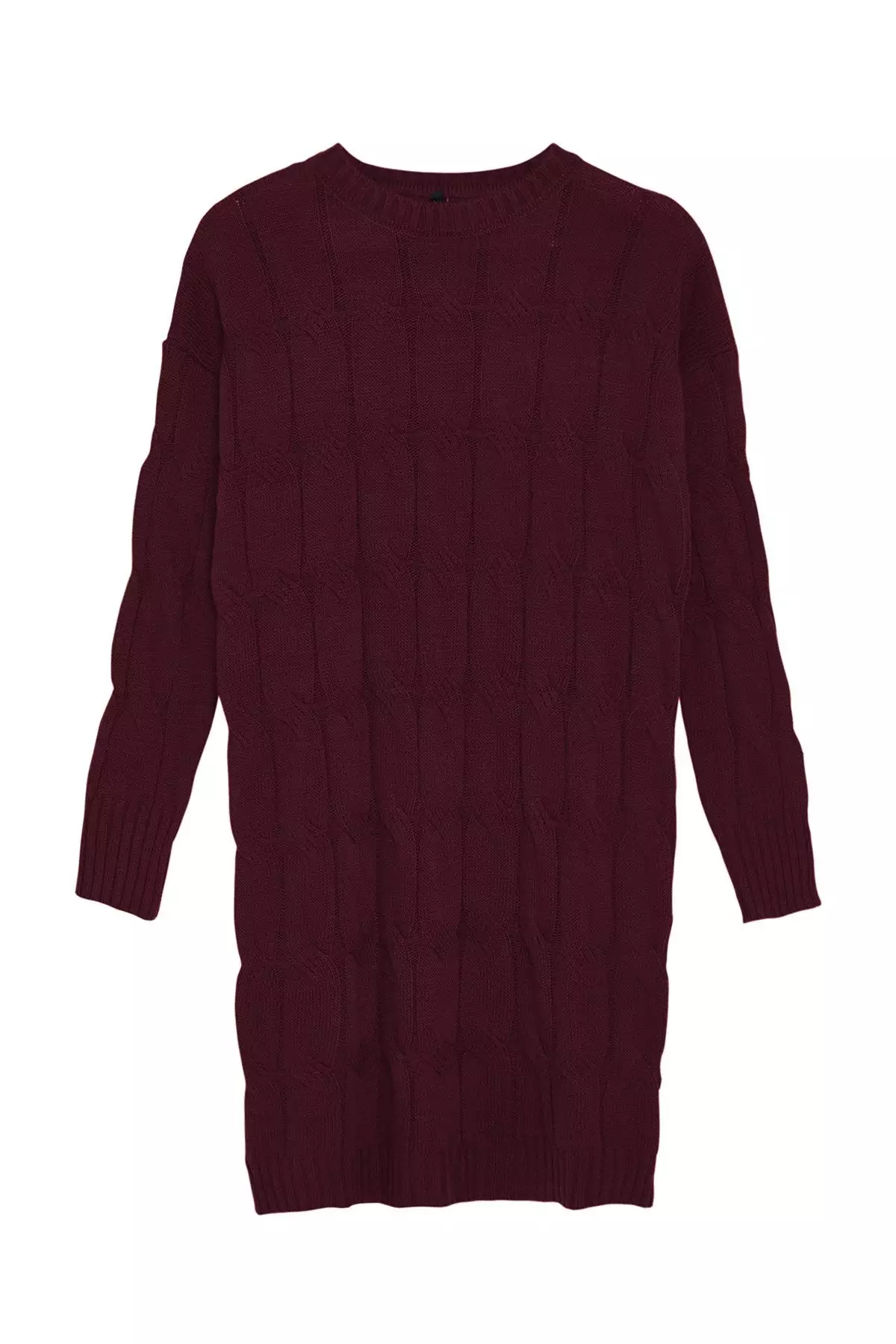 Burgundy Hair Weave Mini Mini Knitwear Crew Neck Knitwear Dress Twoaw22El0027