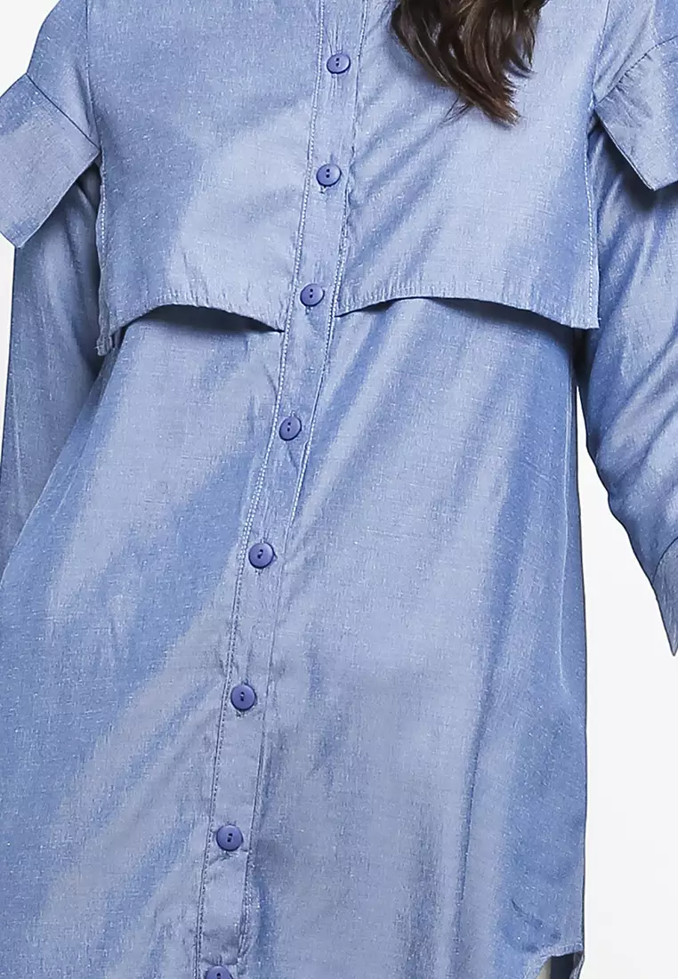 Luca Assymetrical Tunic In Navy