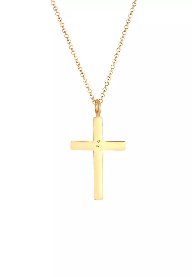 EXCLUSIVE Kalung Perhiasan Perak 925 Pria Chain Cross Gold Plated