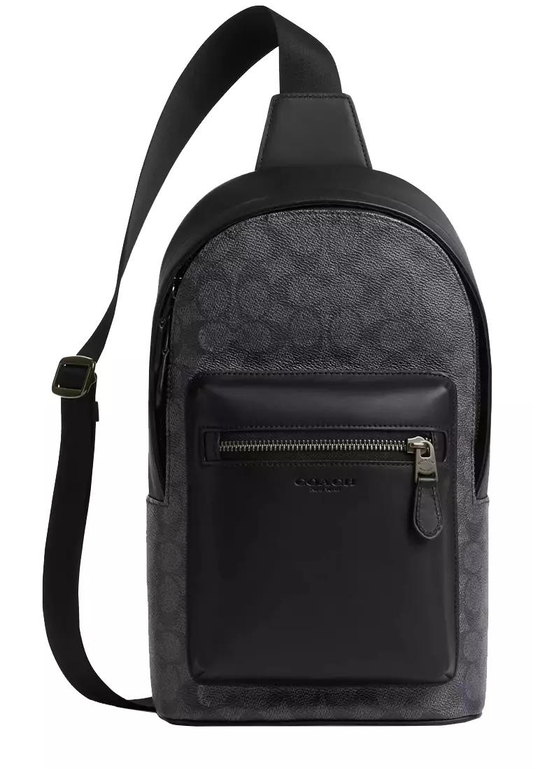 coach backpack charles Medium Charlie in Signature Canas With Cherry Motif Sport Calf Leather Coach Charles Sport leather backpack