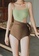 ZITIQUE green and brown Women's Non-wired One-piece Swimsuit - Green and Brown F685CUS2B943A9GS_3