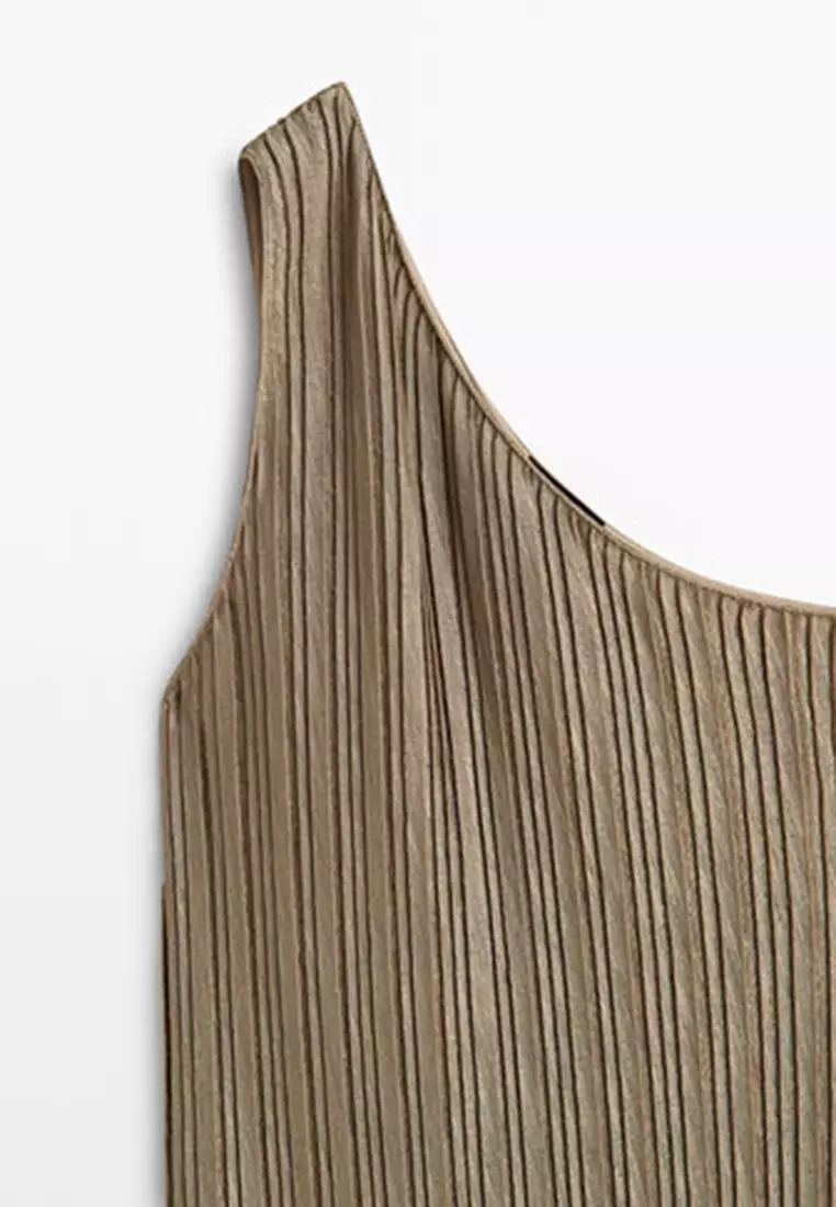 Asymmetric Pleated Midi Dress