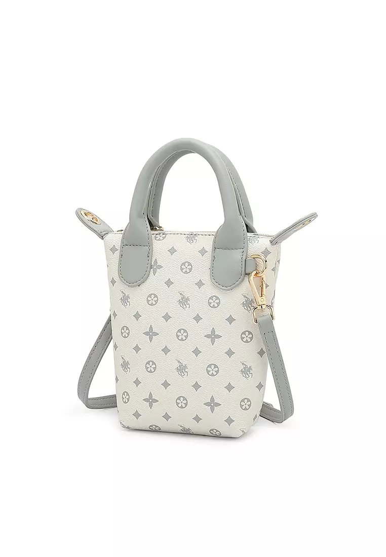 Women's Monogram Top Handle Bag / Sling Bag / Crossbody Bag - Grey