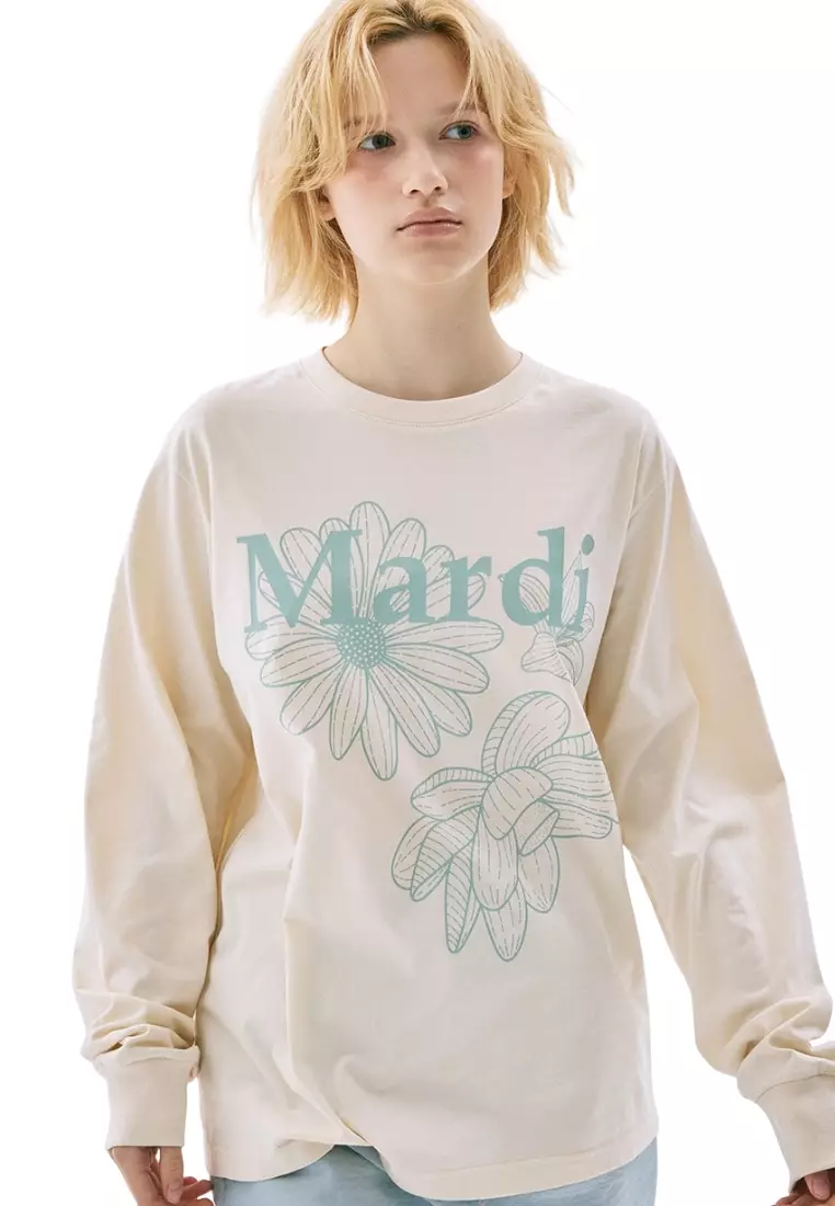 Tshirt Long Sleeve Triple Flower - Butter Mossgreen