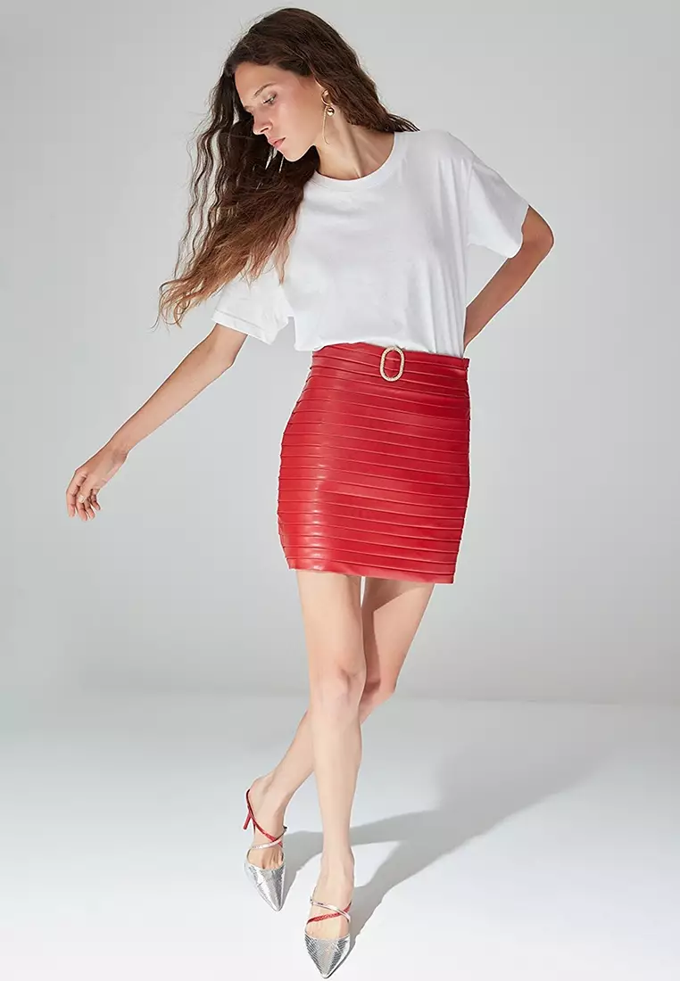 High waisted hotsell leather skirt 60