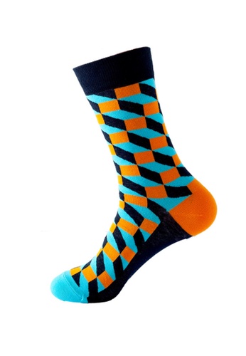 Kings Collection blue Rhombus Pattern Cozy Socks (One Size) HS202379 7F150AA341384BGS_1