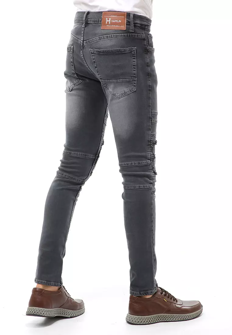 Locko Long Pants Celana Panjang Ripped Jeans Pria Material Denim ORIGINAL - Gray Washed