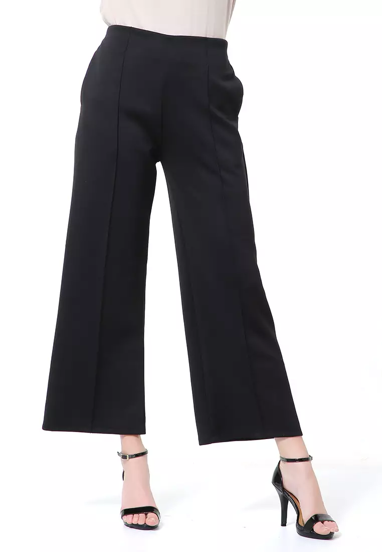 Layilla Scuba Cullote Polos Rok Bawahan Wanita Premium Quality - Black