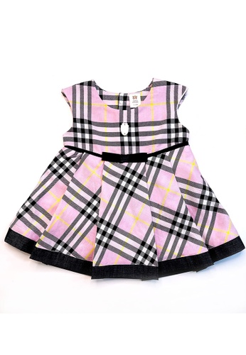 Toffyhouse black and pink and yellow Toffyhouse Party in Pink Plaid Dress DF928KA170D2A8GS_1