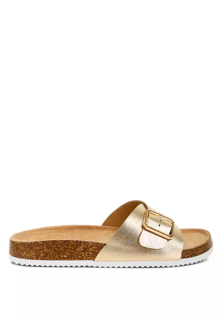 Discount on London Rag  shoes - SKU: Gold Adjustable Buckle Closure Flats