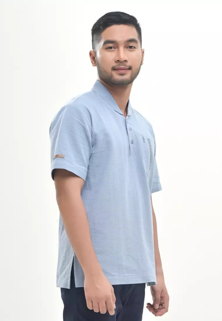 Rabbani - Kemeja Koko Lengan Pendek Kemko Qossam Exclusive - Light Blue