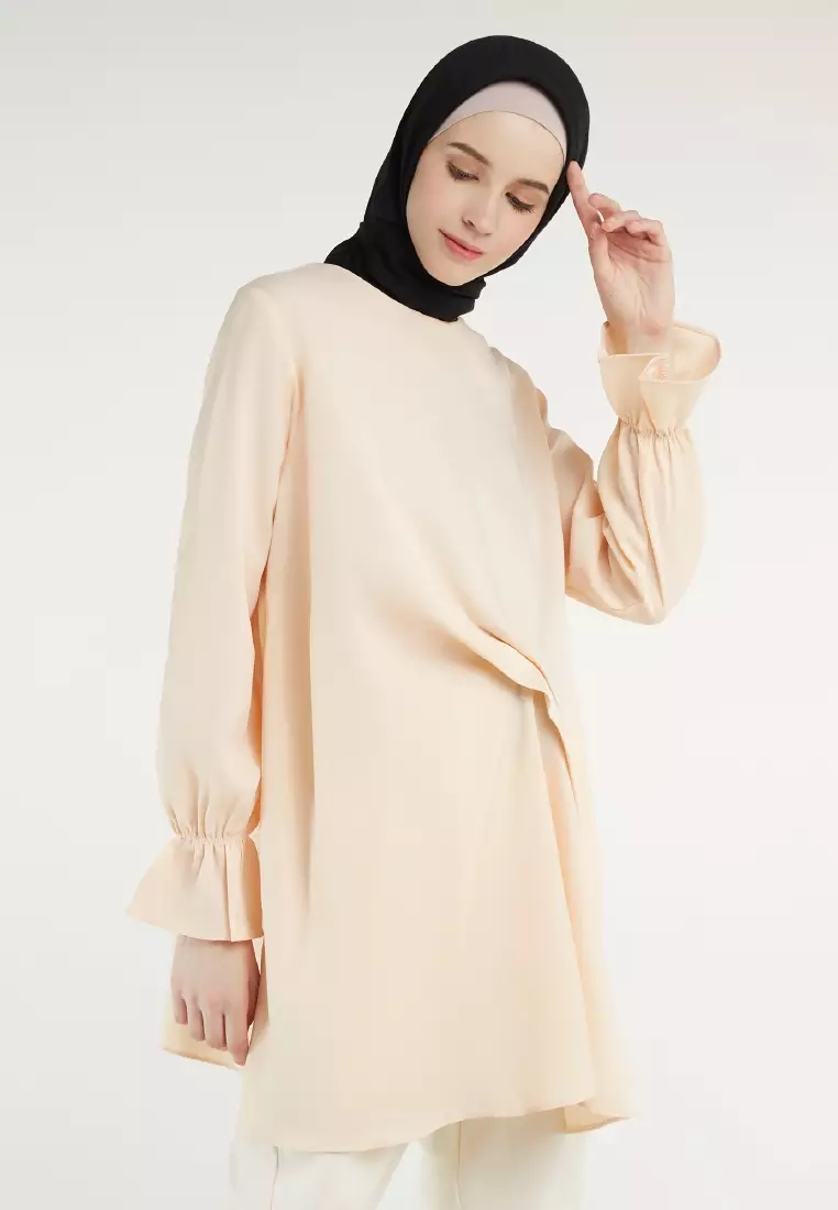 MAYONETTE Farah Tunic Moscrepe Premium - Atasan Wanita Tunic Kekinian 2021 - Peach