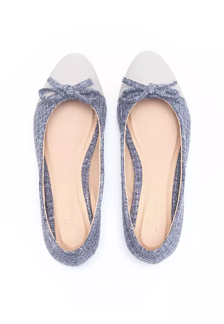 Audrey Ballerina Flat Shoes in Grey