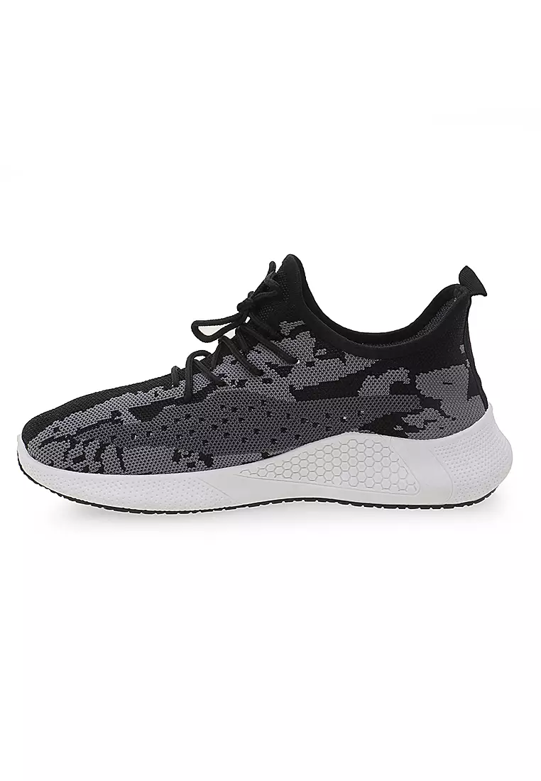 Chayton Sepatu Olahraga Pria Sneakers Abstract Motive Casual Sport Shoes Material Flyknit Mesh ORIGINAL - Black