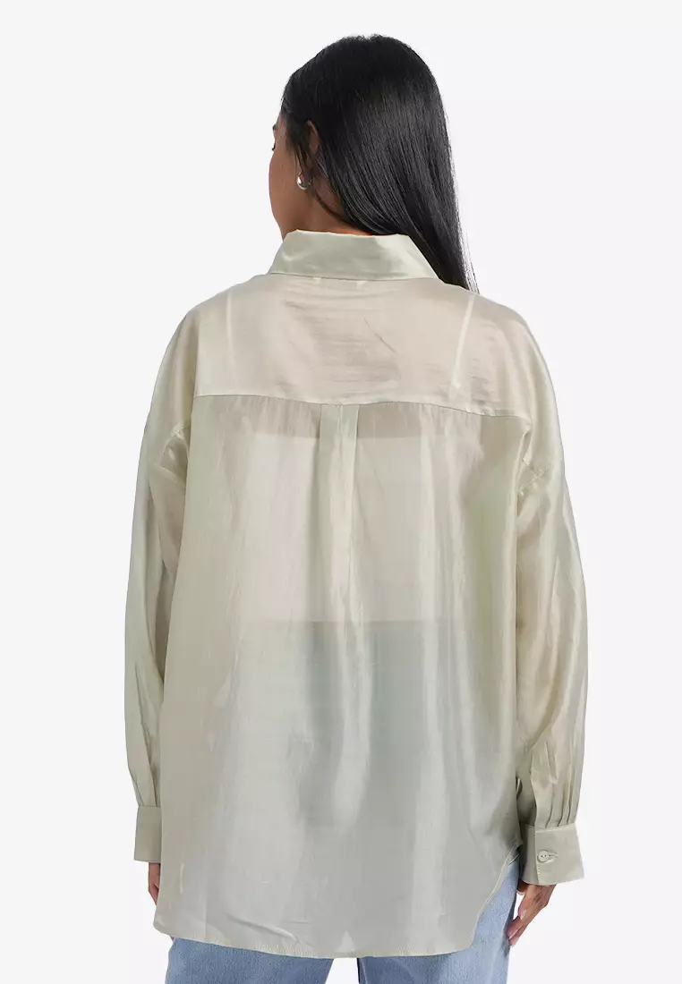 Oversized Long Sleeve Sheer Shirt