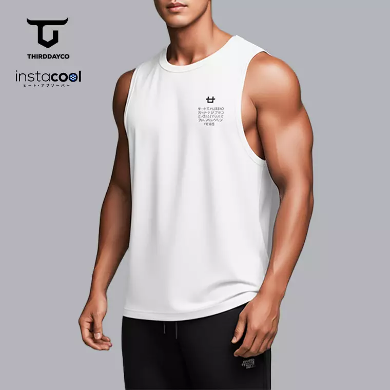 Kutung Pria Casual  SVN Logo Katakana Paragraph putih MTY16