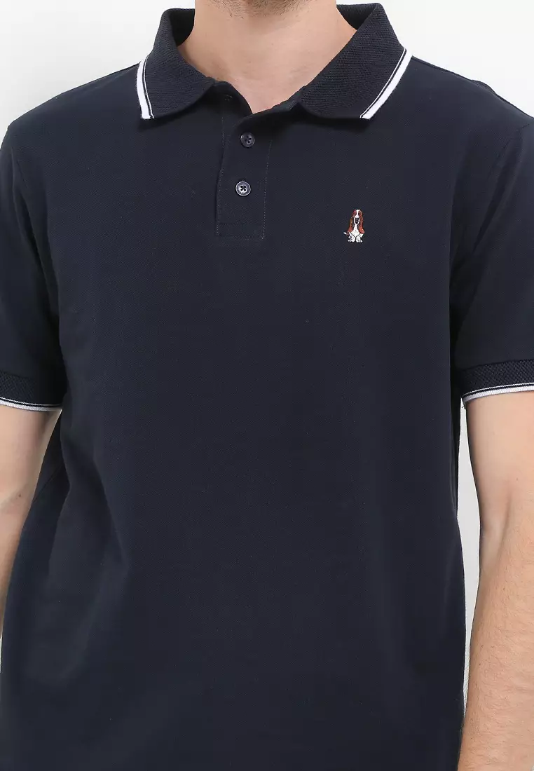 Coral Stripe Collar Polo