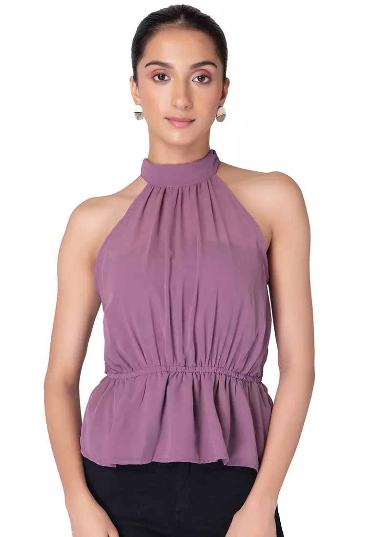 Halter peplum top store