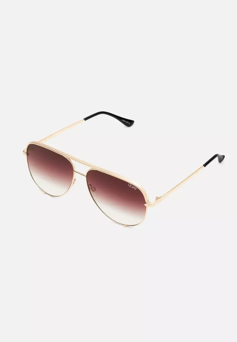 High Key Large Sunglasses - Gold/Brown Fade Polarized