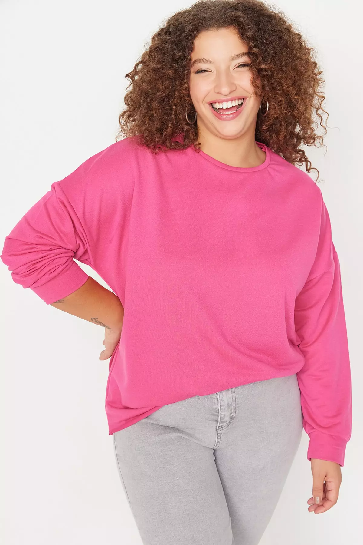Fuchsia pink top sweatshirt