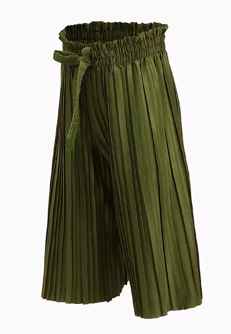 Yocelyn Kulot Plisket Anak Perempuan Motif Polos Kid Long Pants Material Hyget ORIGINAL - Army Green