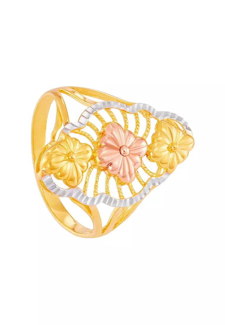 Buy HABIB HABIB 916/22K Yellow, White and Rose Gold Ring 6200012YWR(R1 ...