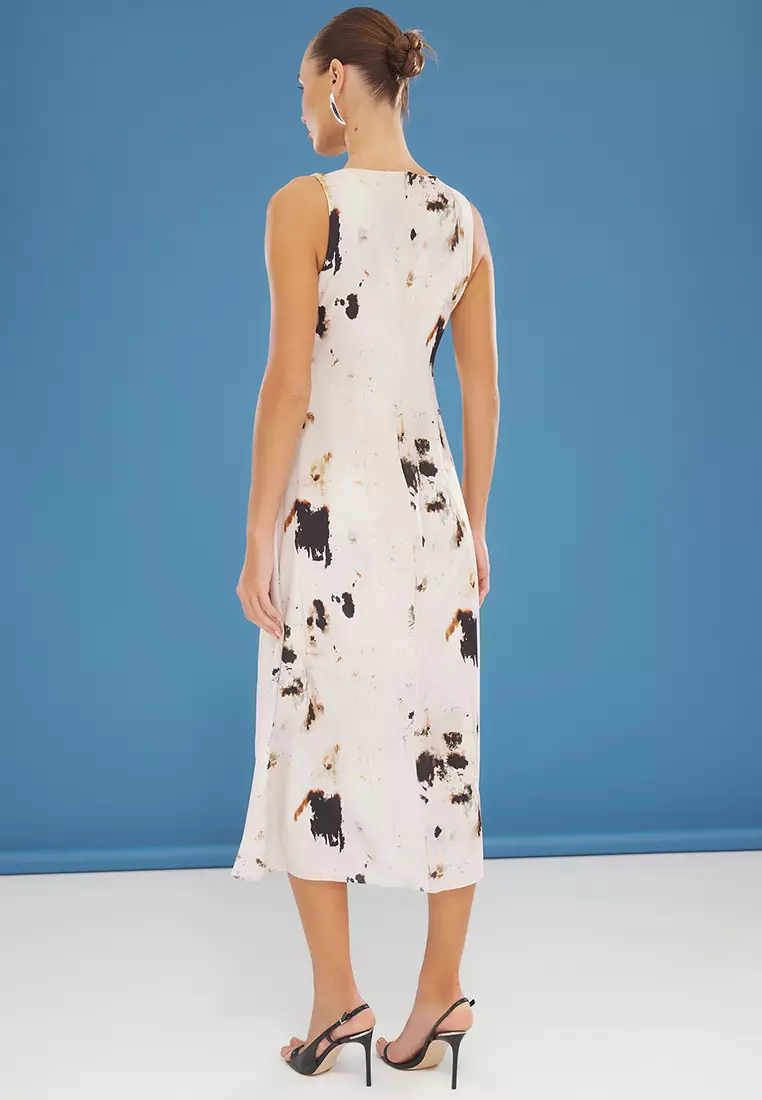 Animal Patterned Satin Dress