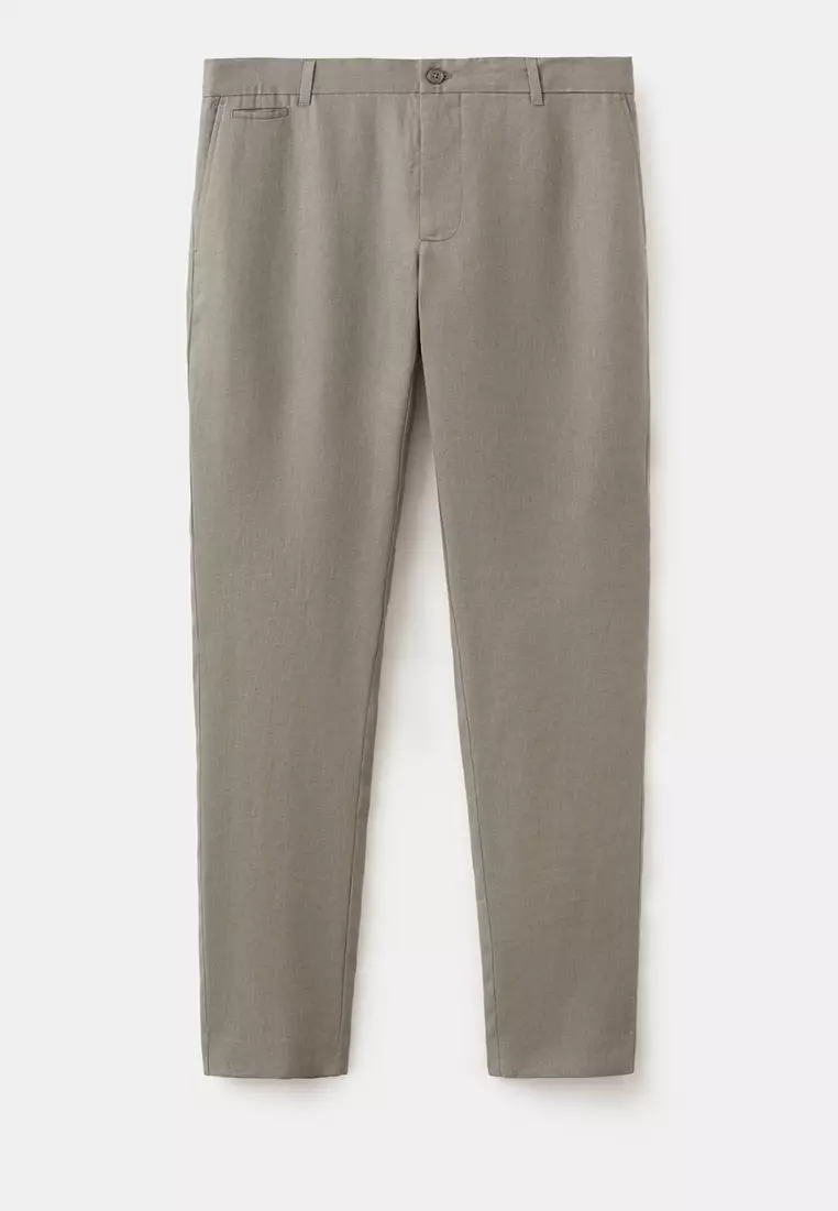 Slim-Fit 100% Linen Trousers
