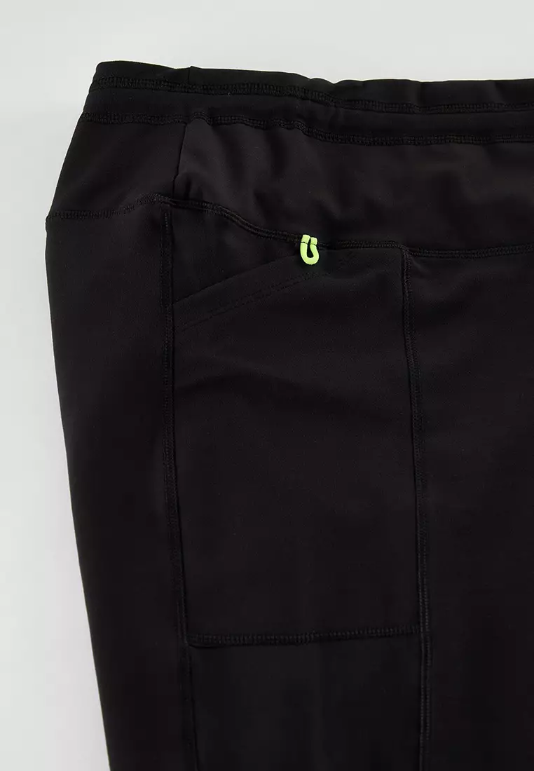 Black Brushed Scuba Full Length Sports Leggings TBBAW25BV00000