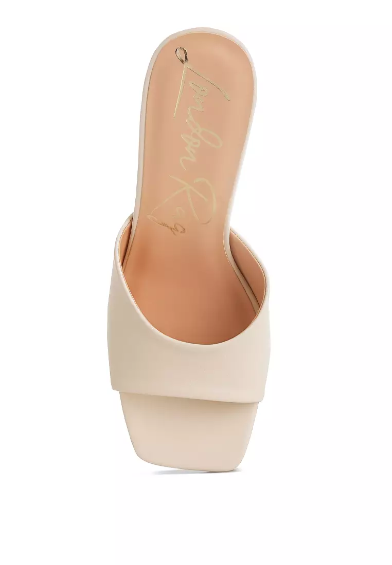 Recycled Faux Leather Wedge Sandals in Beige