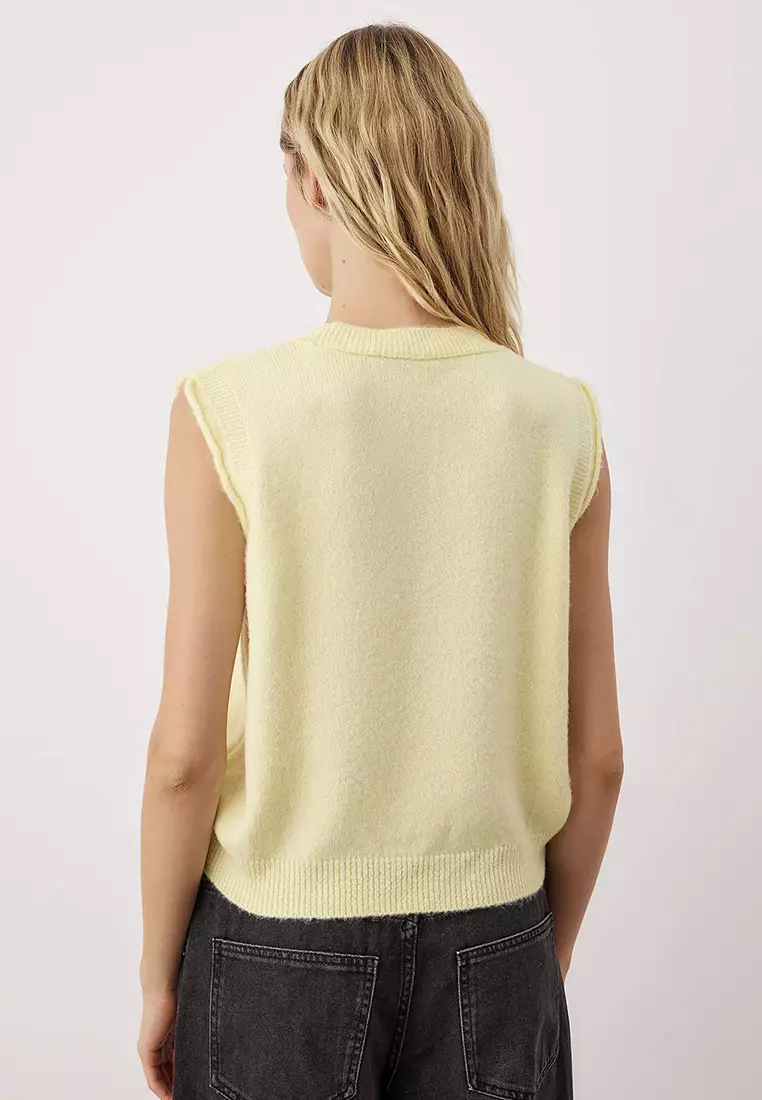 Dog Embroidery Detailed Soft Texture Knit Sweater