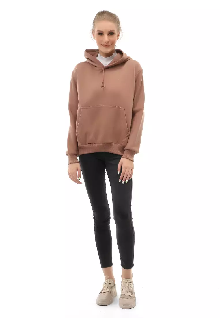 Hardwin Hoodie Jacket Polos Casual Wanita Material Fleece ORIGINAL - Mocca