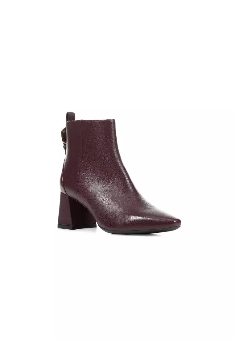 GEOX Ladies Giselda Medium Heel Ankle Boots - Burgundy D36VCD-000TU-C7011F3