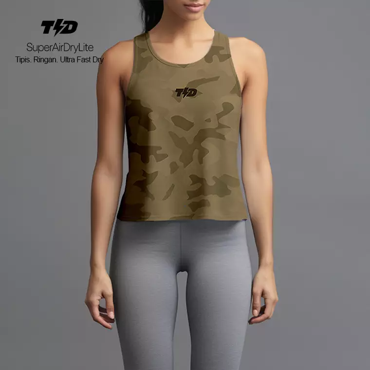 LSC58 Crop Tank Top Olahraga Camo SuperAirDry Lite Warna Mocha Mocca
