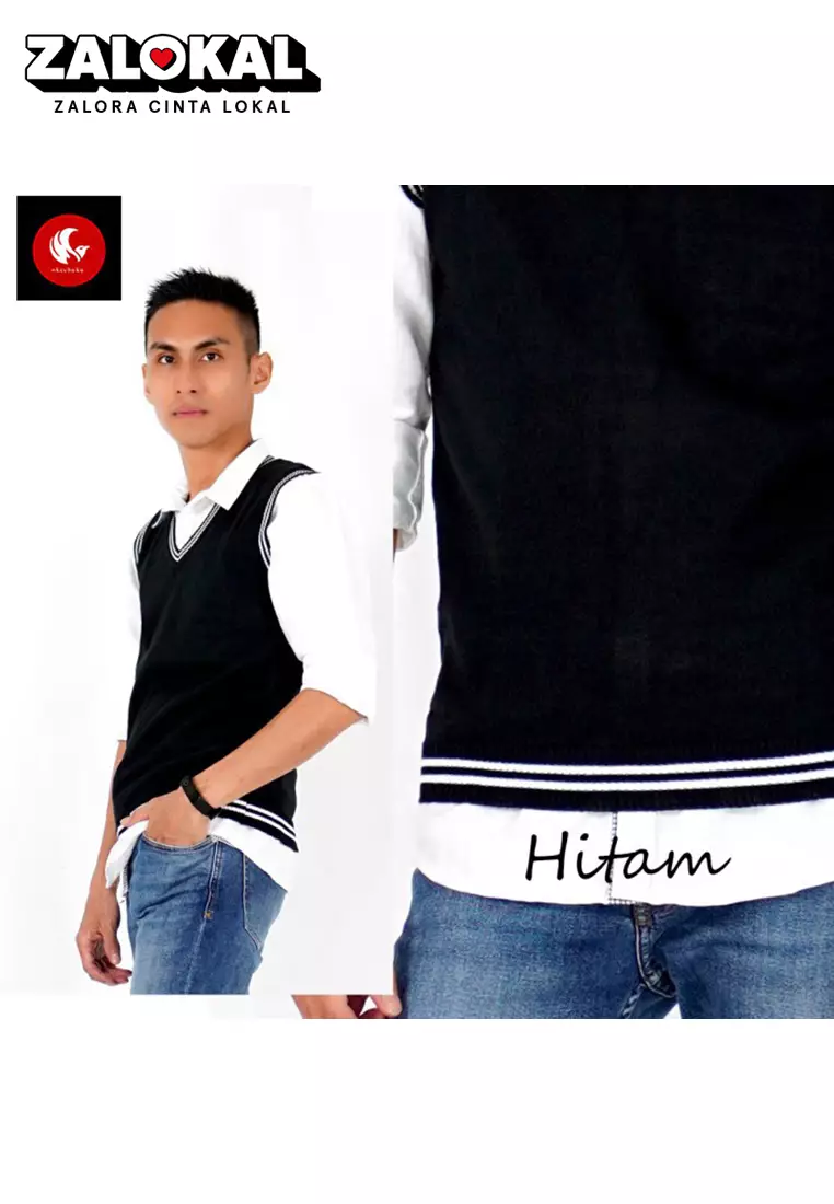 OKECHUKU Echoo Rompi Rajut / Echoo Knit Vest List Putih