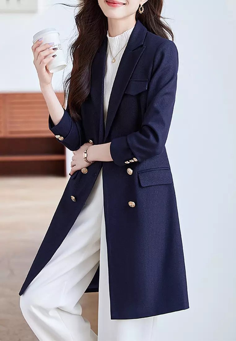 Slim Cut Blazer-style Trench Coat YGH-EM6631