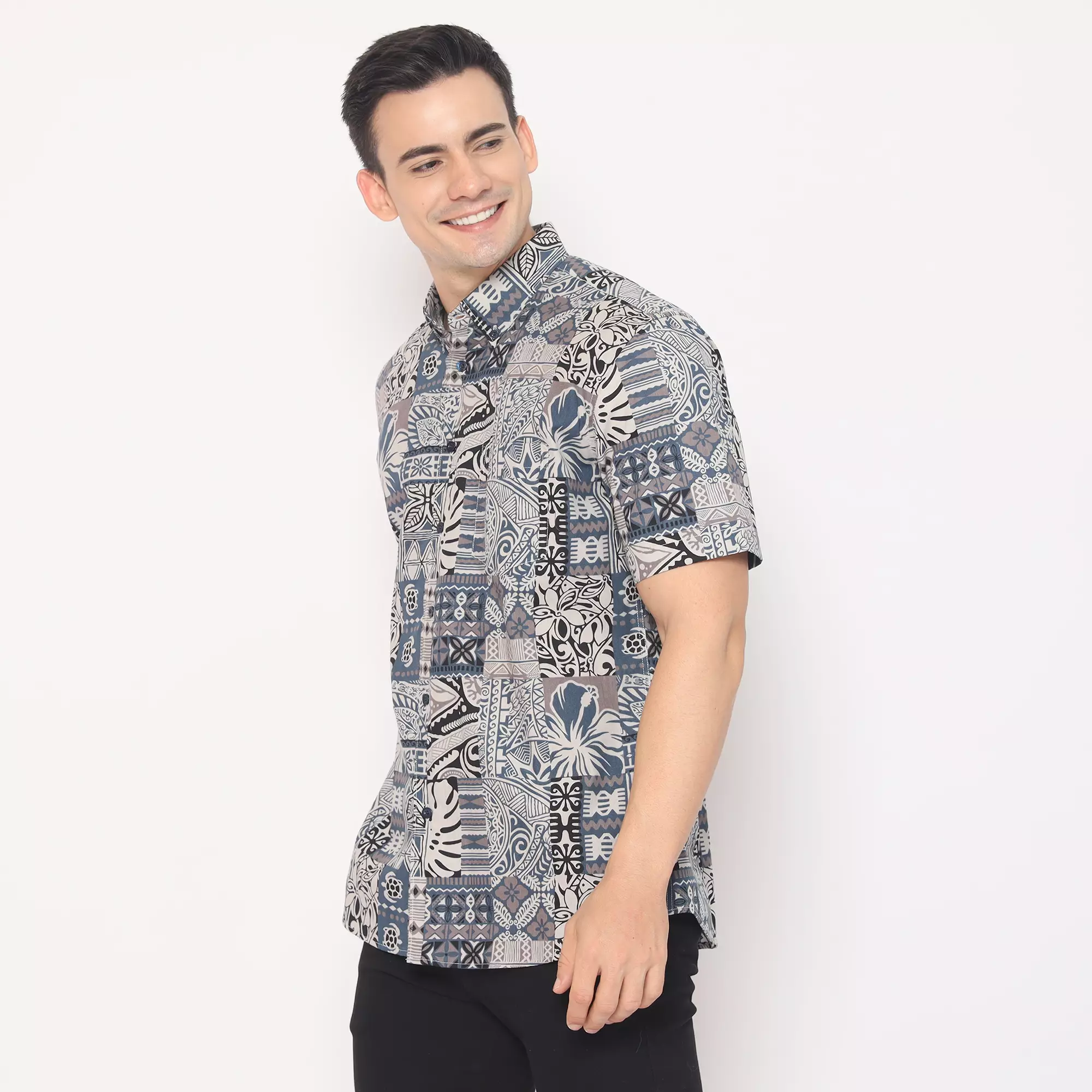 Platini Kemeja Hawai Pria Lengan Pendek Abu 132106