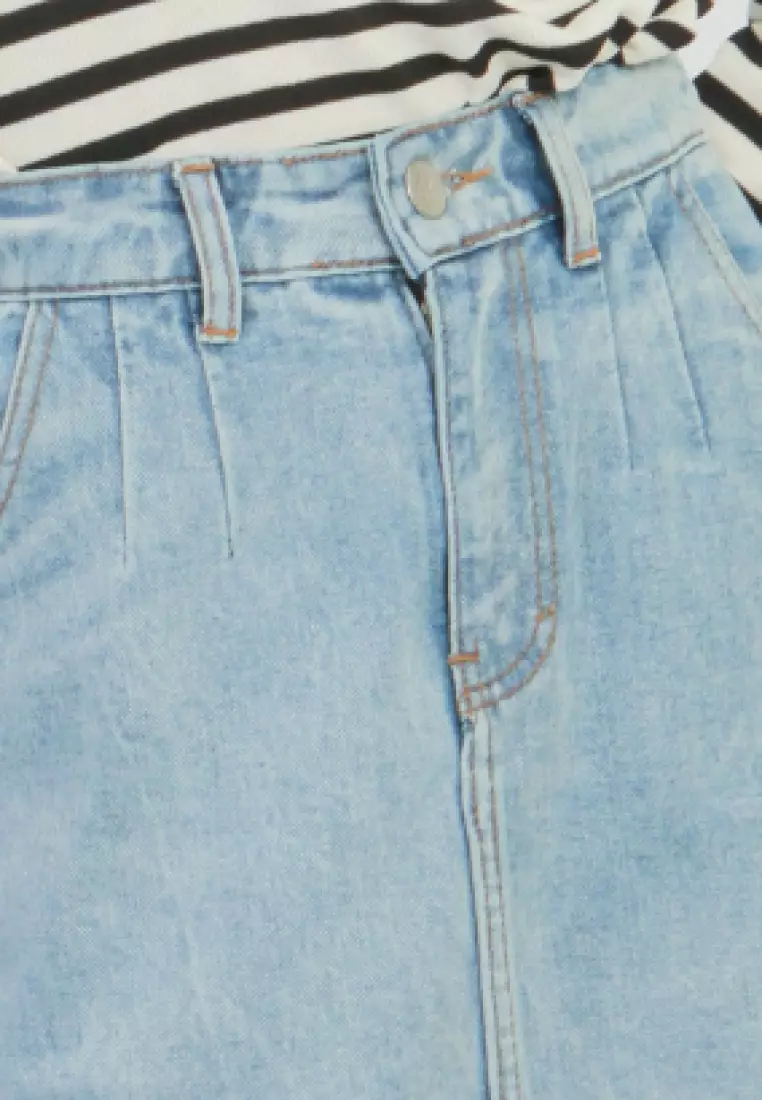 Dasha Midi Skirt Jeans in Light Blue