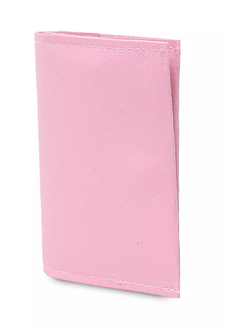 Dompet Mini Motif Polos Detail Snap Kancing Card Wallet Design Simple - Pink