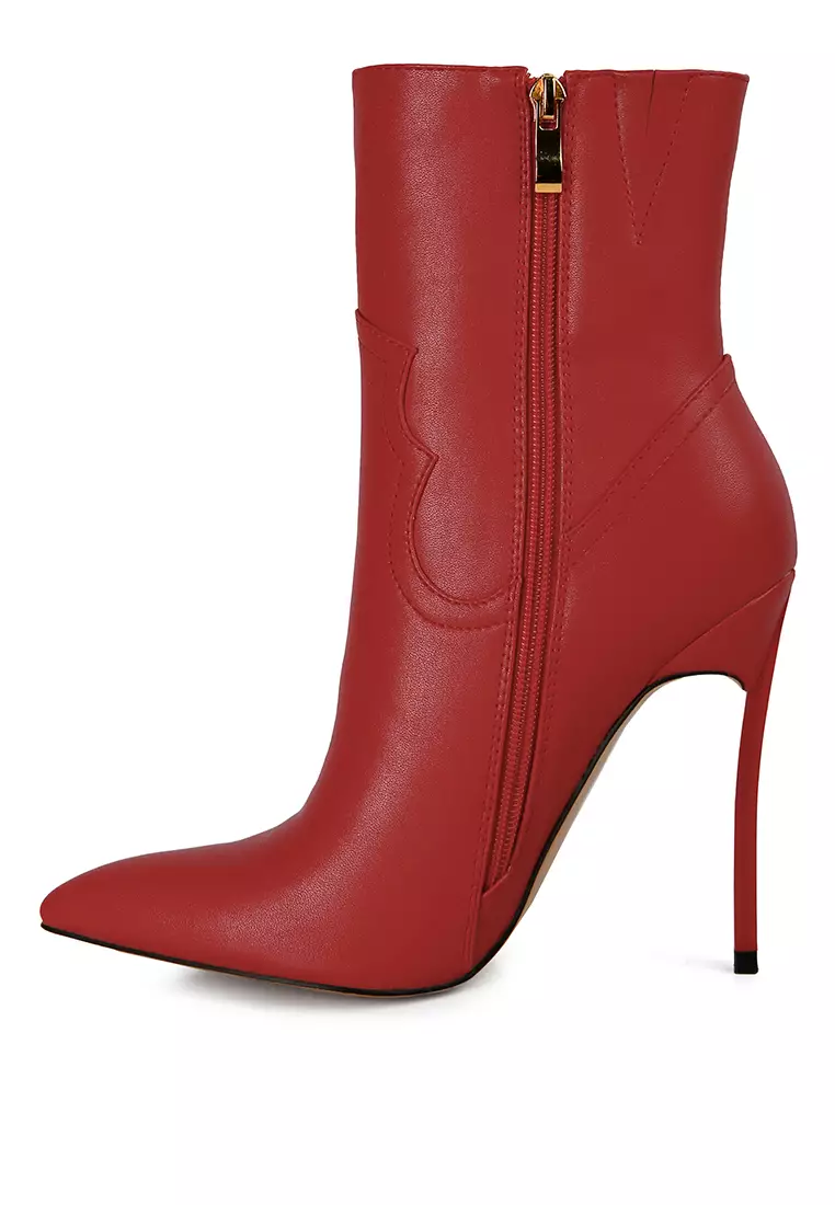 Buy London Rag Red High Heel Cowgirl Ankle Boot Online ZALORA Malaysia