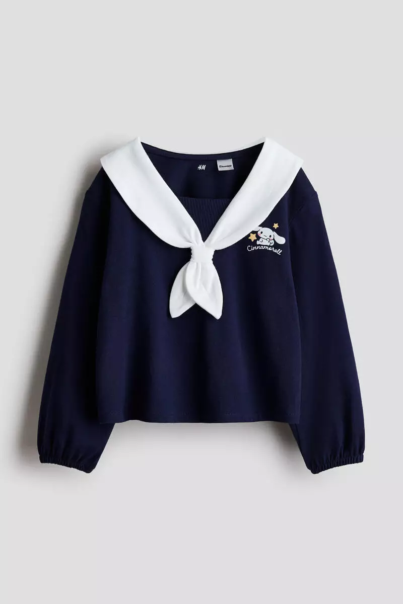 Printed sailor-collared top