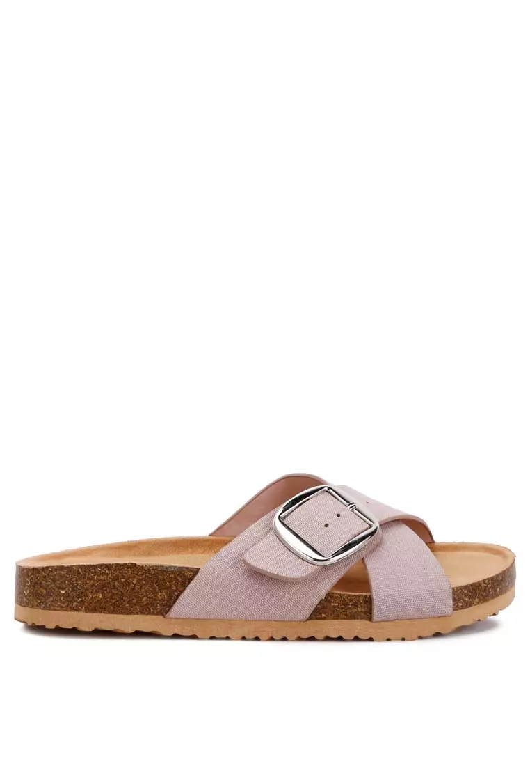 Discount on London Rag  shoes - SKU: Taupe Buckle Slip-On Sandals