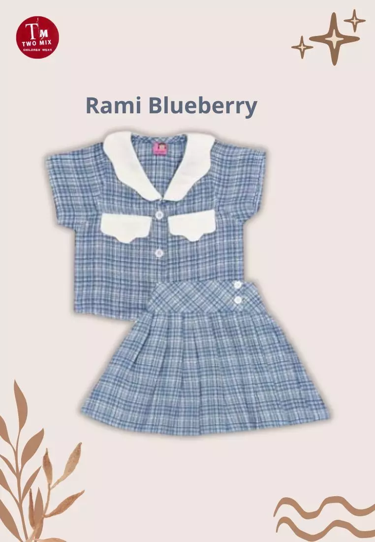 Two Mix - Cloudy Set Setelan Anak Perempuan  - One Set Anak Cewek 1-12 Tahun 4399 Blueberry