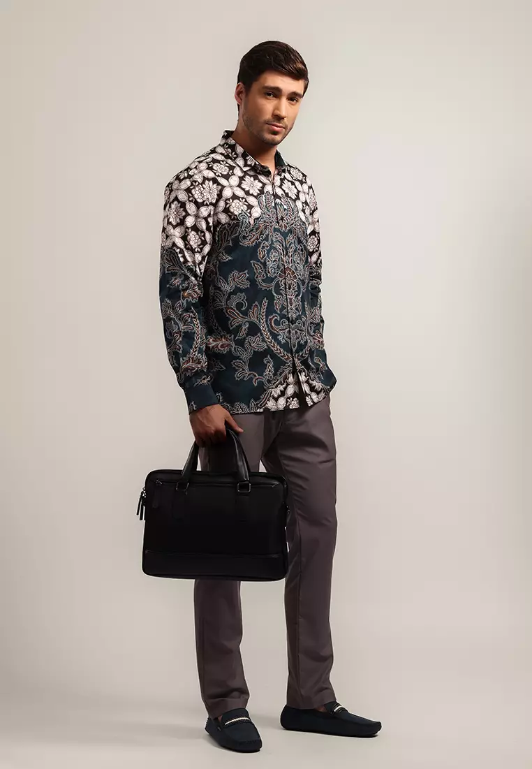 MOC - Kemeja Batik Pria Lengan Panjang Ganesh - Green Warna Green