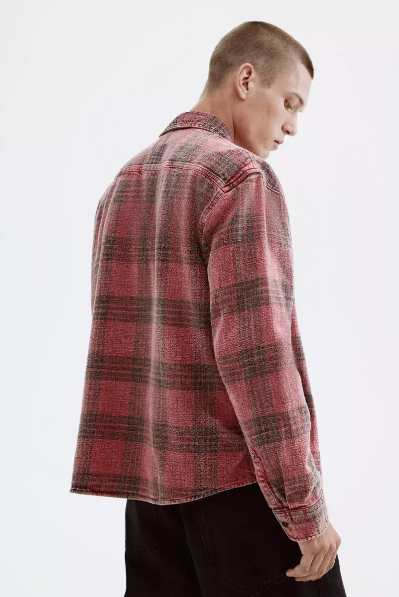 Loose Fit Washed flannel shirt