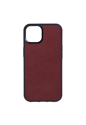 THEIMPRINT red IPHONE 13 SAFFIANO LEATHER PHONE CASE - BURGUNDY 5666CES48981C4GS_1